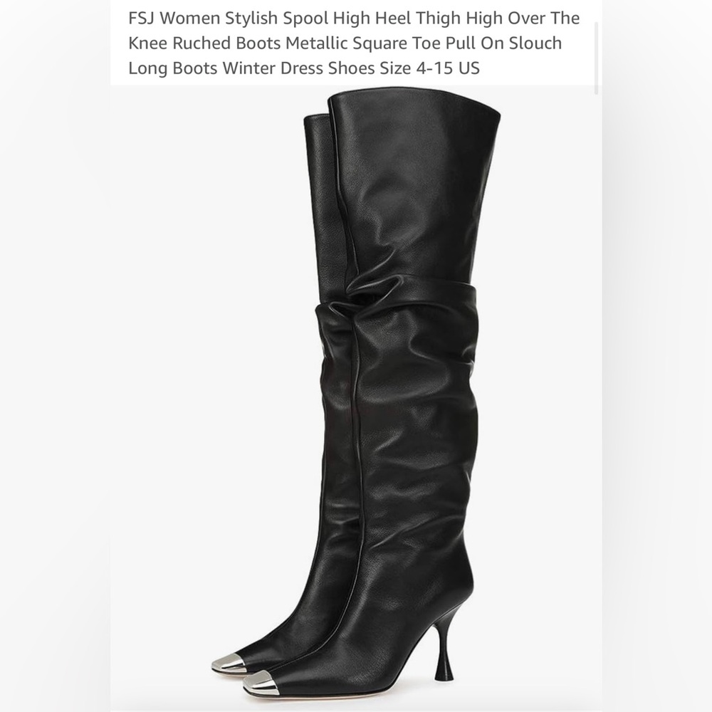 Black Leather Knee-High Boots